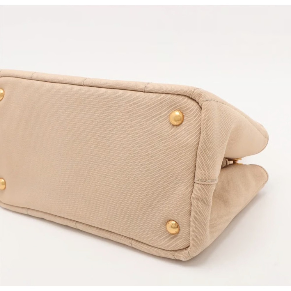 PRADA Canapa Canvas Convertible Tote Bag Beige with gold hardware Strap & COA - Picture 3 of 7